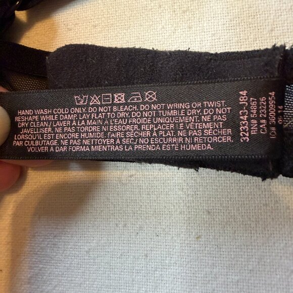 Victoria’s Secret Scandalous Faux Leather Trim Navy Lace Push-Up Bra 34C - Picture 6 of 8